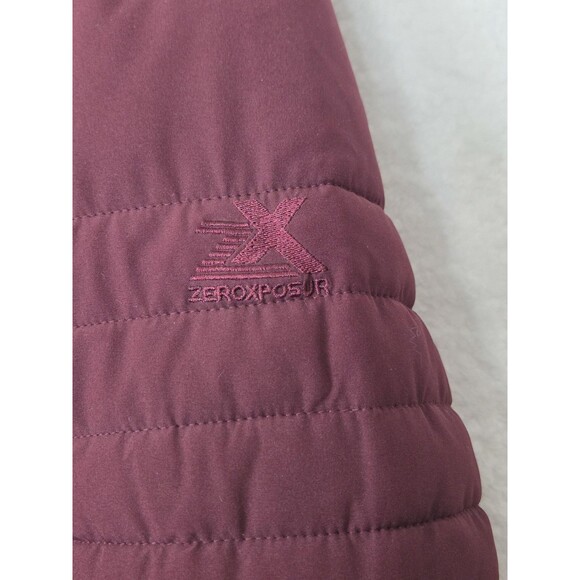 ZeroXposur Black Label Jacket Womens L Burgundy Hooded Quilted Parka Puffer Coat - Picture 7 of 15
